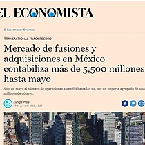 Mercado de fusiones y adquisiciones en Mxico contabiliza ms de 5,500 millones hasta mayo